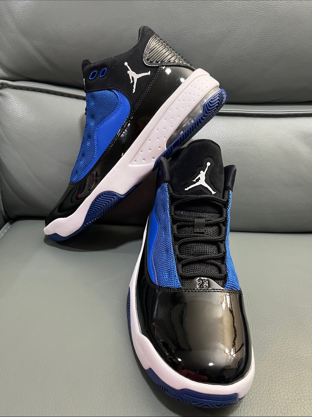 Jordan Max Aura 2 (Mens) Black and Blue High-Top Sneakers